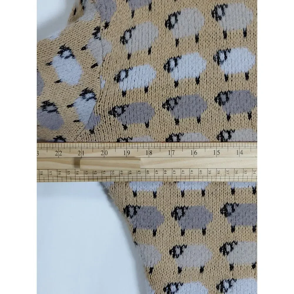 Zara Tan Animal Print Pullover Sweater Women Size M